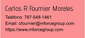 Carlos R Fournier Morales Teléfono: 787-548-1461Email: cfournier@mforcegroup.com https://www.mforcegroup.com
